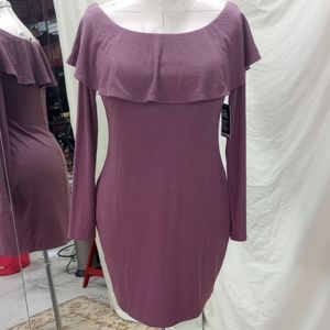 Express Off the Shoulder Gorgeous Bodycon Dress Shirt Large New Light Wine color